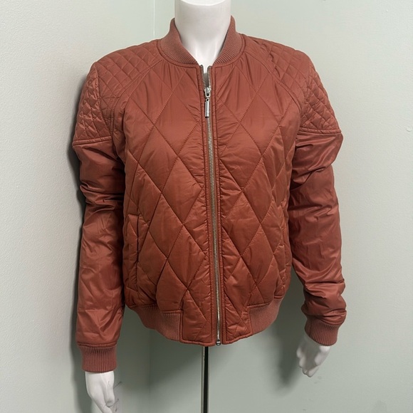 Free People Movement Orange quilted bomber jacket small - Picture 2 of 7